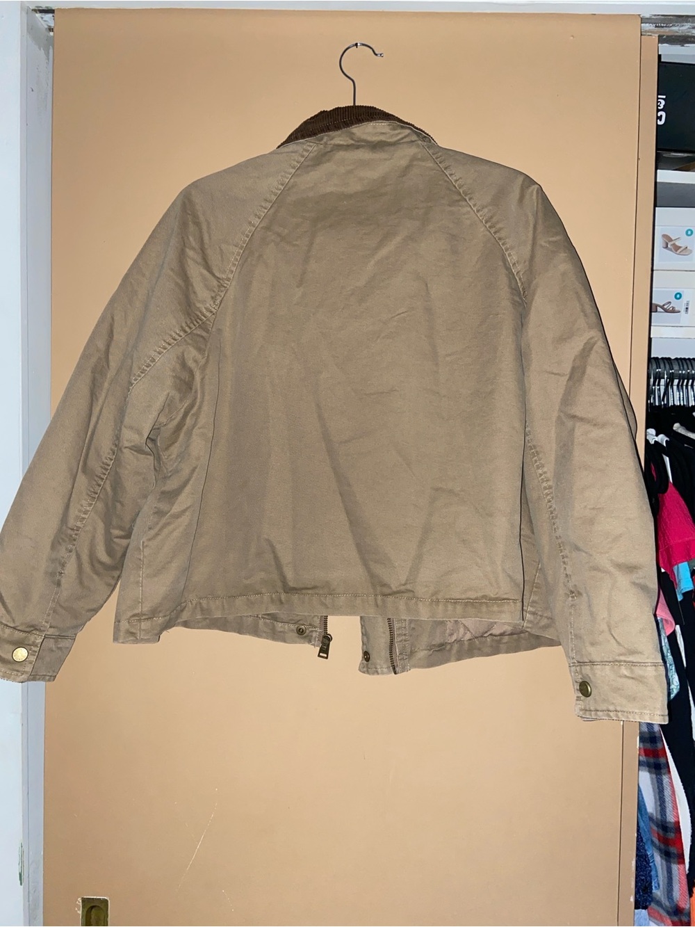 Hunter Tan Field Jacket with Brown Corduroy Collar - Picture 3 of 3